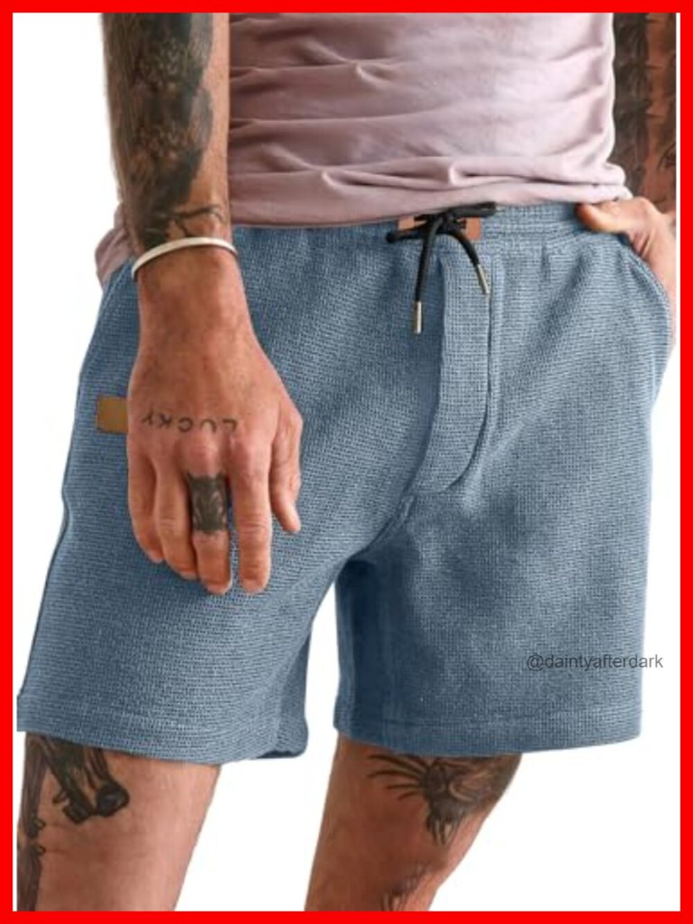Men's Waffle Knit Shorts 5-7 inch Inseam Drawstring Athletic